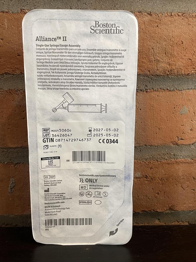 Boston Scientific Alliance II M00550600 Balloon Inflation Syringe/Gauge Assembly