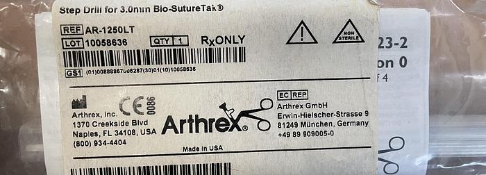 ARTHREX AR-1250LT STEP DRILL FOR 3.0MM BIO-SUTURE TAK, BRAND NEW