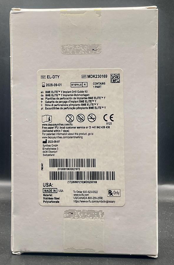 Synthes EL-DTY BME Elite Y-Series Drilling Template Kit, NEW, IN-DATE