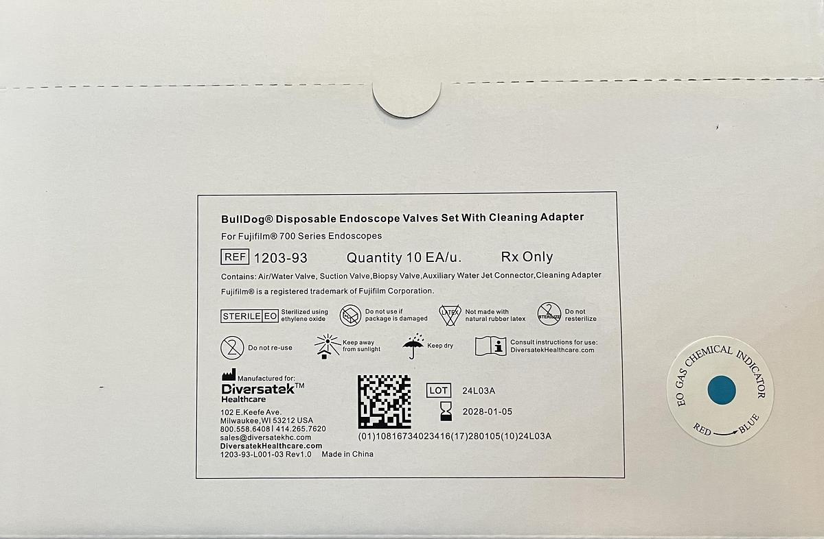 Diversatek Healthcare 1203-93 BullDog Disposable Endoscope Valves Set, 10 Units Per Box