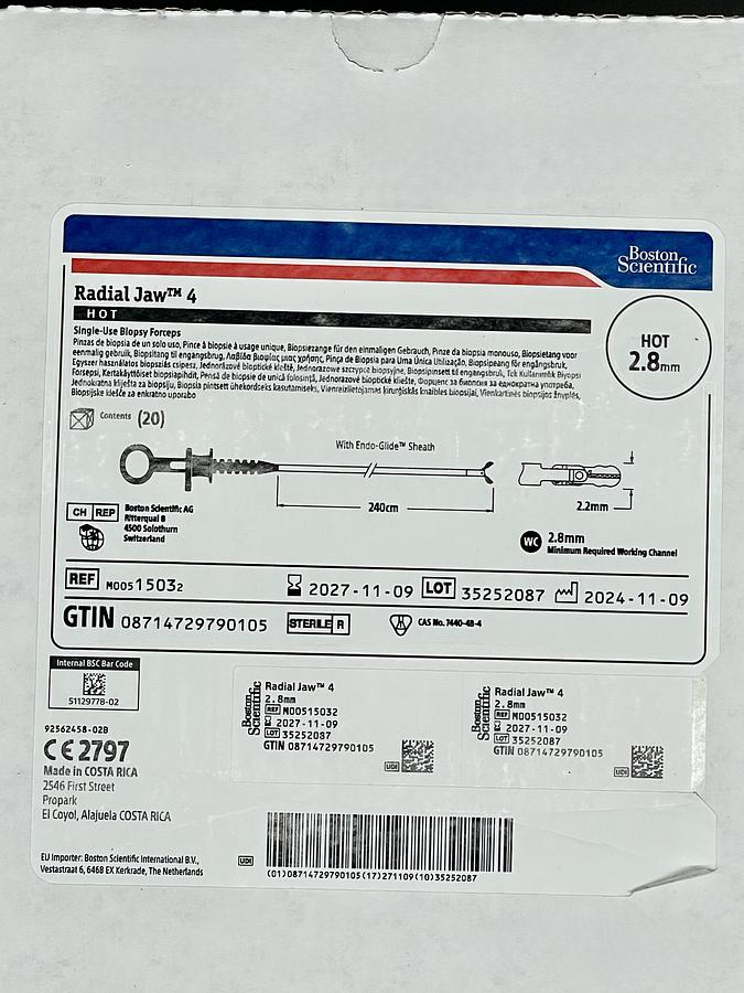 Boston Scientific M00515030 Radial Jaw 4 Single-Use Biopsy Forceps, 20 Units Per Box, In-Date