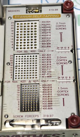 Used Synthes Mini Fragment Instrument and Titanium Implant Set, With Self-Tapping Screws 145.488
