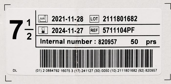 ANSELL 5711104PF ENCORE PERRY STYLE 42 PF SURGICAL GLOVES, SIZE 7 1/2, 50 PAIRS/BOX