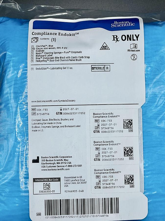 Boston Scientific CEK-733 Compliance EndoKit Endoscopy Preparation Kit, 20 Units Per Order