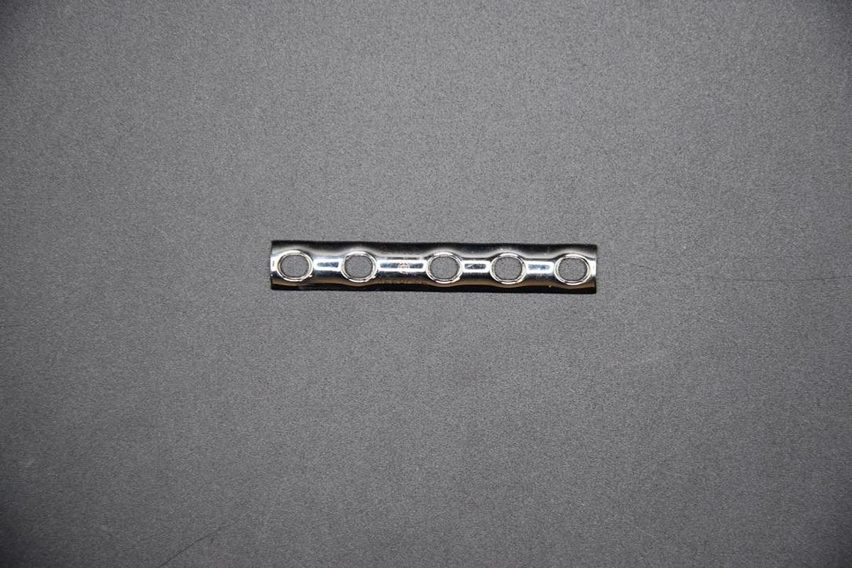 Used Synthes 241.35 ONE-THIRD TUBULAR PLATE WITH COLLAR 5 HOLES/61 mm