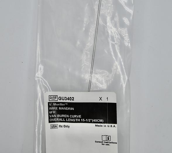 V. MUELLER GU3402 WIRE MANDRIN 6FR VAN BUREN CURVE OVERALL LENGTH 15-1/2" (40CM)