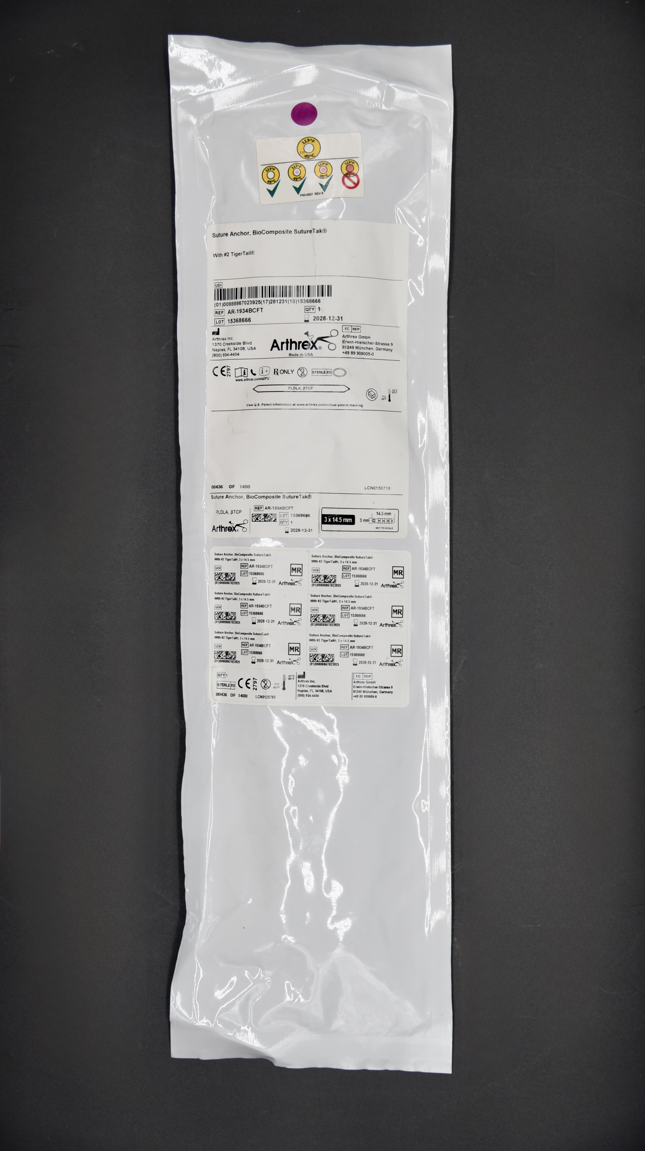ARTHREX AR-1934BCFT Bio-Composite Suture Anchor, In-Date