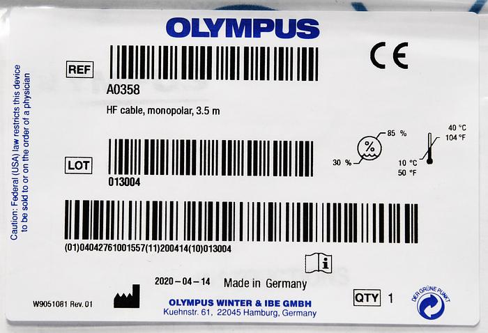 OLYMPUS A0358 HF CABLE MONOPOLAR 3.5 M