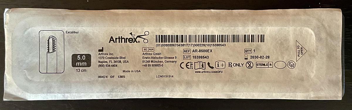 Arthrex AR-8500EX Excalibur Arthroscopic Shaver Blade 5.0mm x 13cm