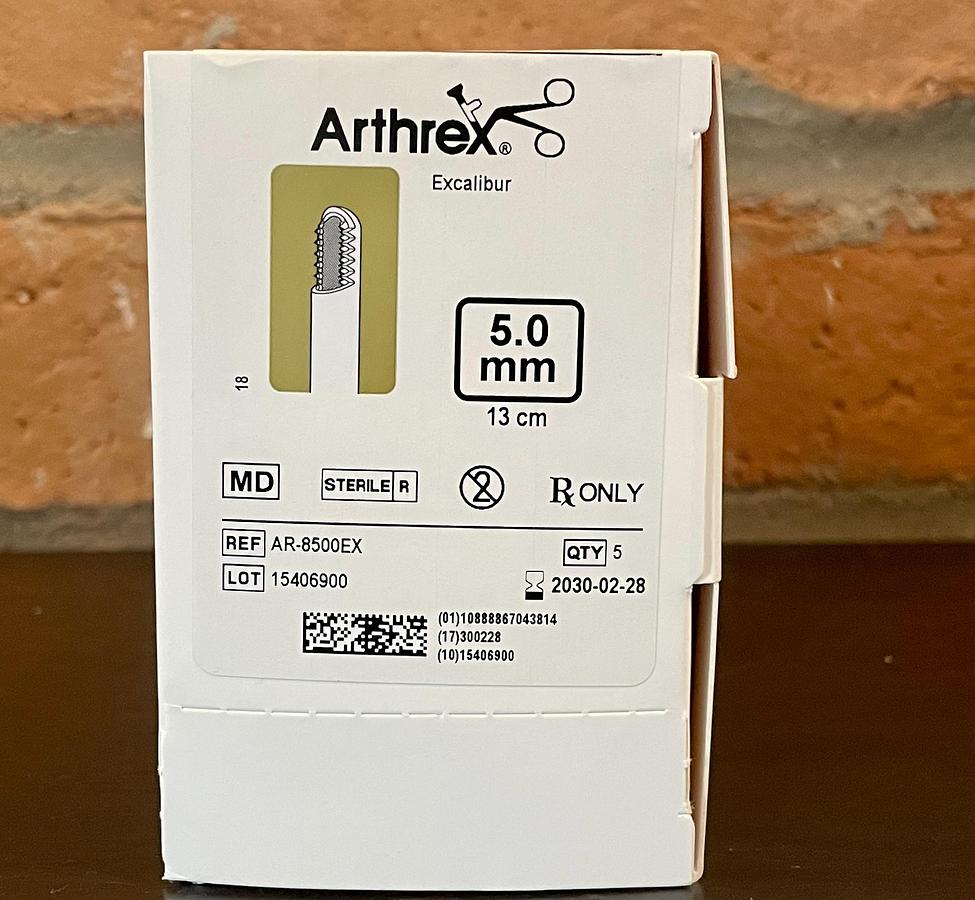 Arthrex AR-8500EX Excalibur Arthroscopic Shaver Blade 5.0mm x 13cm, In-Date, 5 Per Box