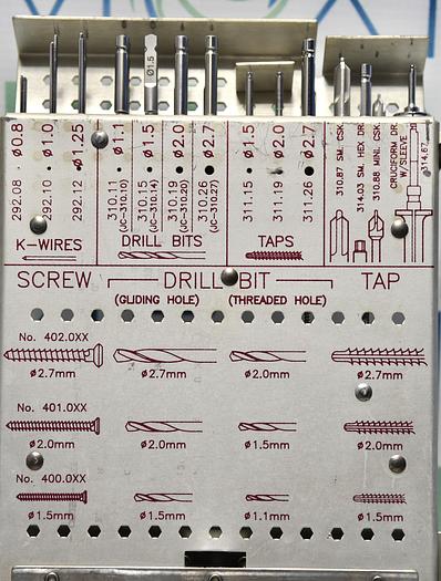 Used Synthes Mini Fragment Instrument and Titanium Implant Set, With Self-Tapping Screws 145.488