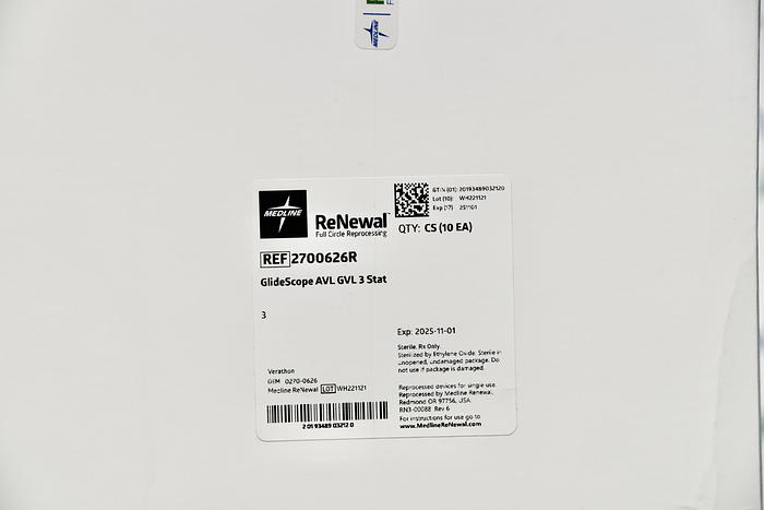 MEDLINE 2700626R, Reprocessed Verathon GlideScope AVL Laryngoscope Blade GVL, Size 3, 10/CS,