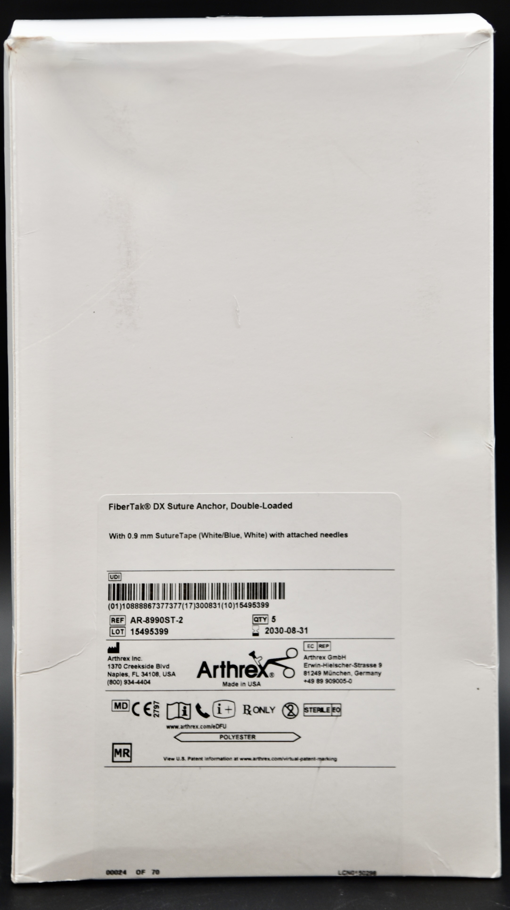 ARTHREX AR-8990ST-2 FIBERTAK DX Suture Anchor, Double Loaded