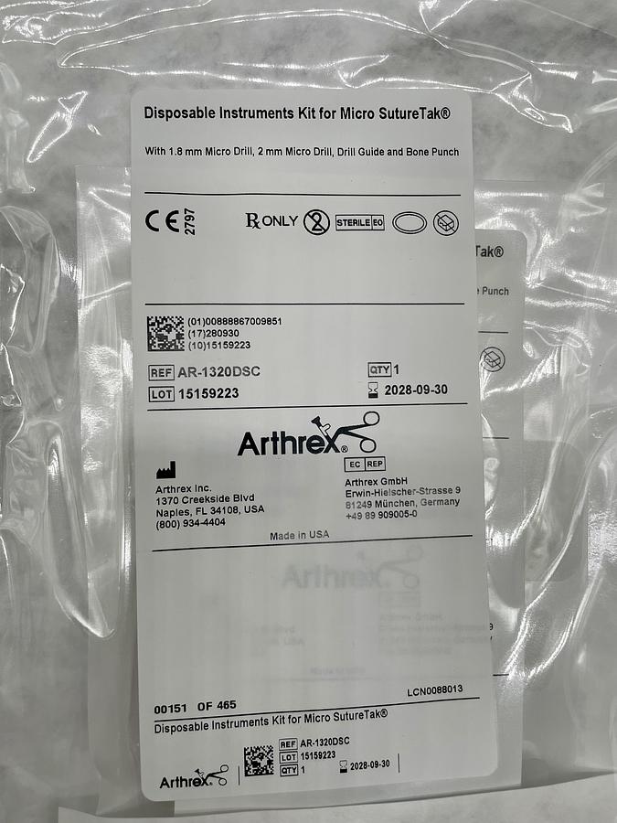 Arthrex AR-1320DSC Disposable Instrument Kit for Micro S-TAK