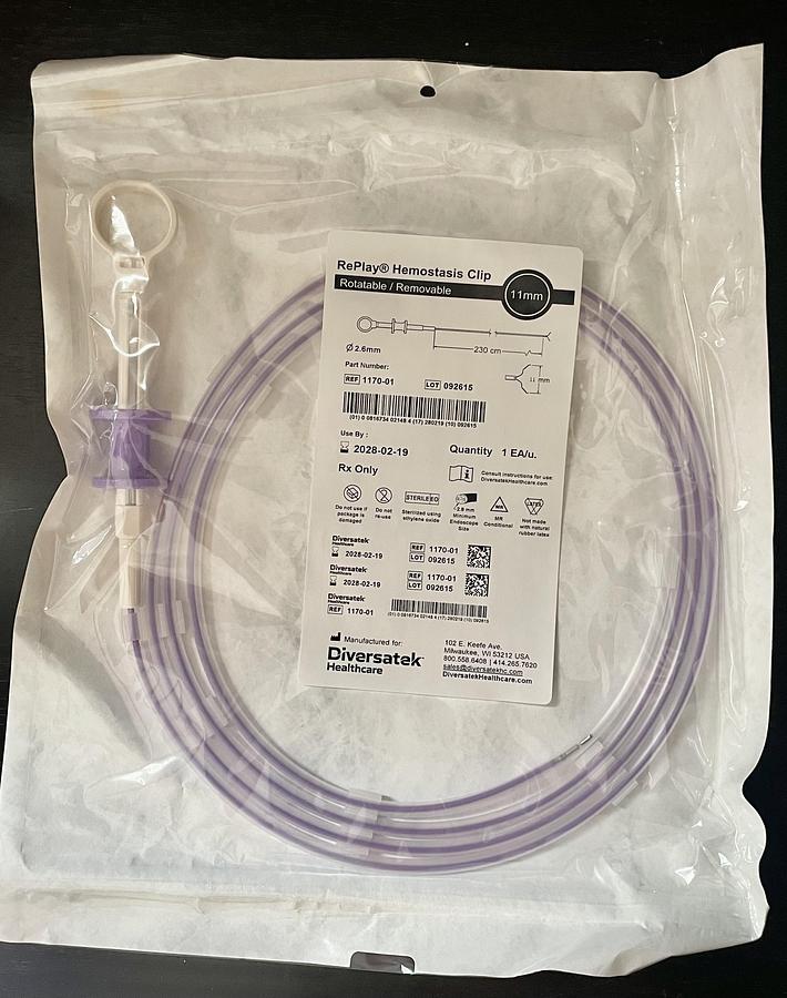 DIVERSATEK RePlay 1170-01 Hemostasis Clip 11mm Span, 5 Per Box, In-Date