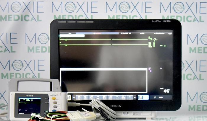 Used PHILIPS INTELLIVUE MX800 WITH INTELLIVUE X2 PATIENT MONITOR MODULE