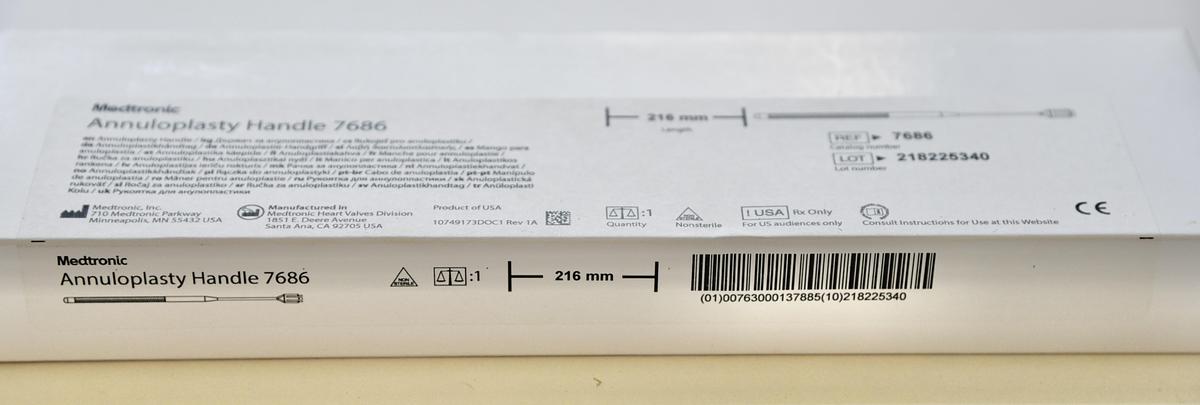 Medtronic 7686 Heart Valve Prosthesis Sizer Handle Annuloplasty 29L