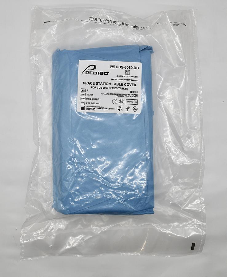 Used Pedigo CDS-3060 Space Station Central Supply Work Table and Pedigo CDS-3060-DD Space Station Table Cover