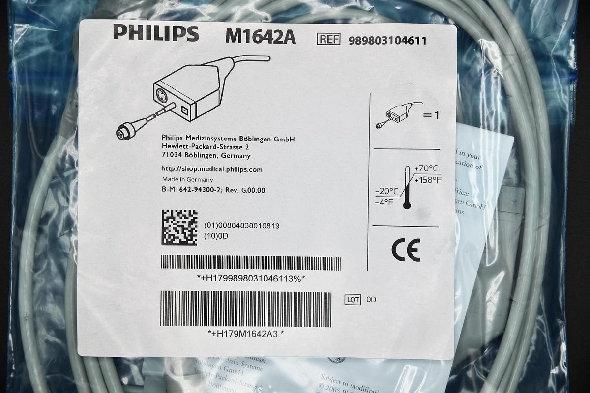 Philips M1642A Cardiac Output Cable, BRAND NEW