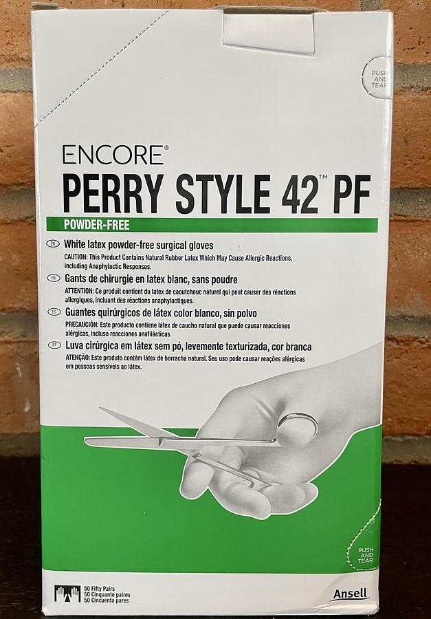 Ansell 5711107PF ENCORE Perry Style 42 PF Surgical Gloves Size 9, 50 Pairs/Box