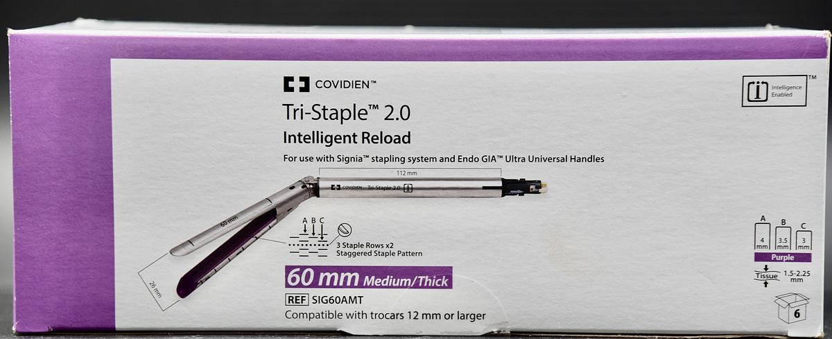 In-Date Covidien SIG60AMT Medtronic Signia Tri-Staple 2.0 Reload, 60mm, Medium/Thick, Purple, Box of 6
