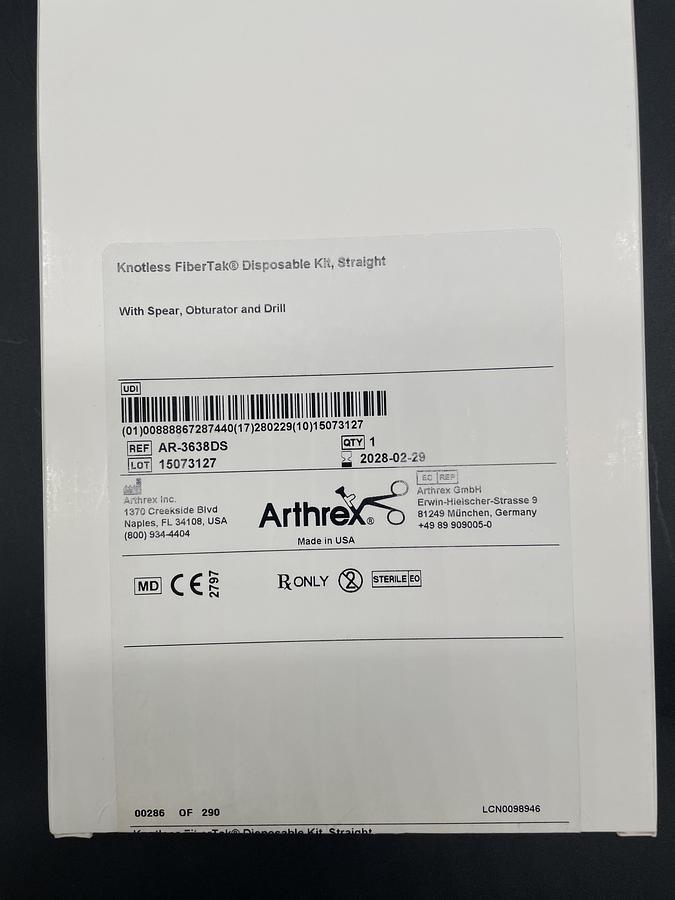 ARTHREX AR-3638DS Fibertak Disposables Straight Kit