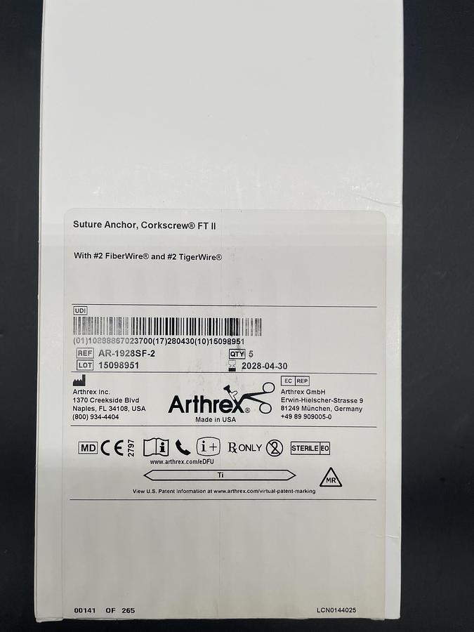 ARTHREX AR-1928SF-2 Suture Anchor Corkscrew FT II