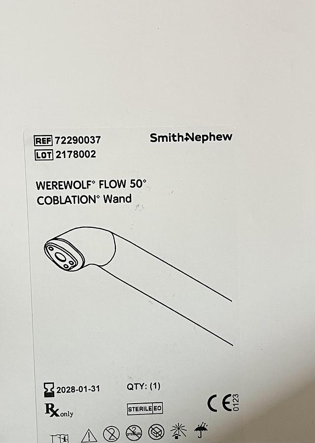 Smith & Nephew 72290037 WEREWOLF FLOW 50 COBLATION WAND