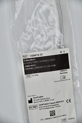 V. MUELLER OS8819-33 KOLBEL-TYPE GLENOID LEVER 20MM WIDE, OVERALL LENGTH 12" (30CM)