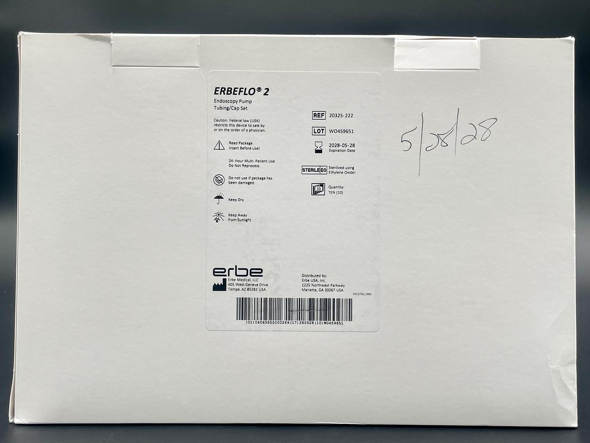 Erbe Medical 20325-222 ERBEFLO 2 Endoscopy Pump Tubing/Cap Set, 10/BX, In-Date