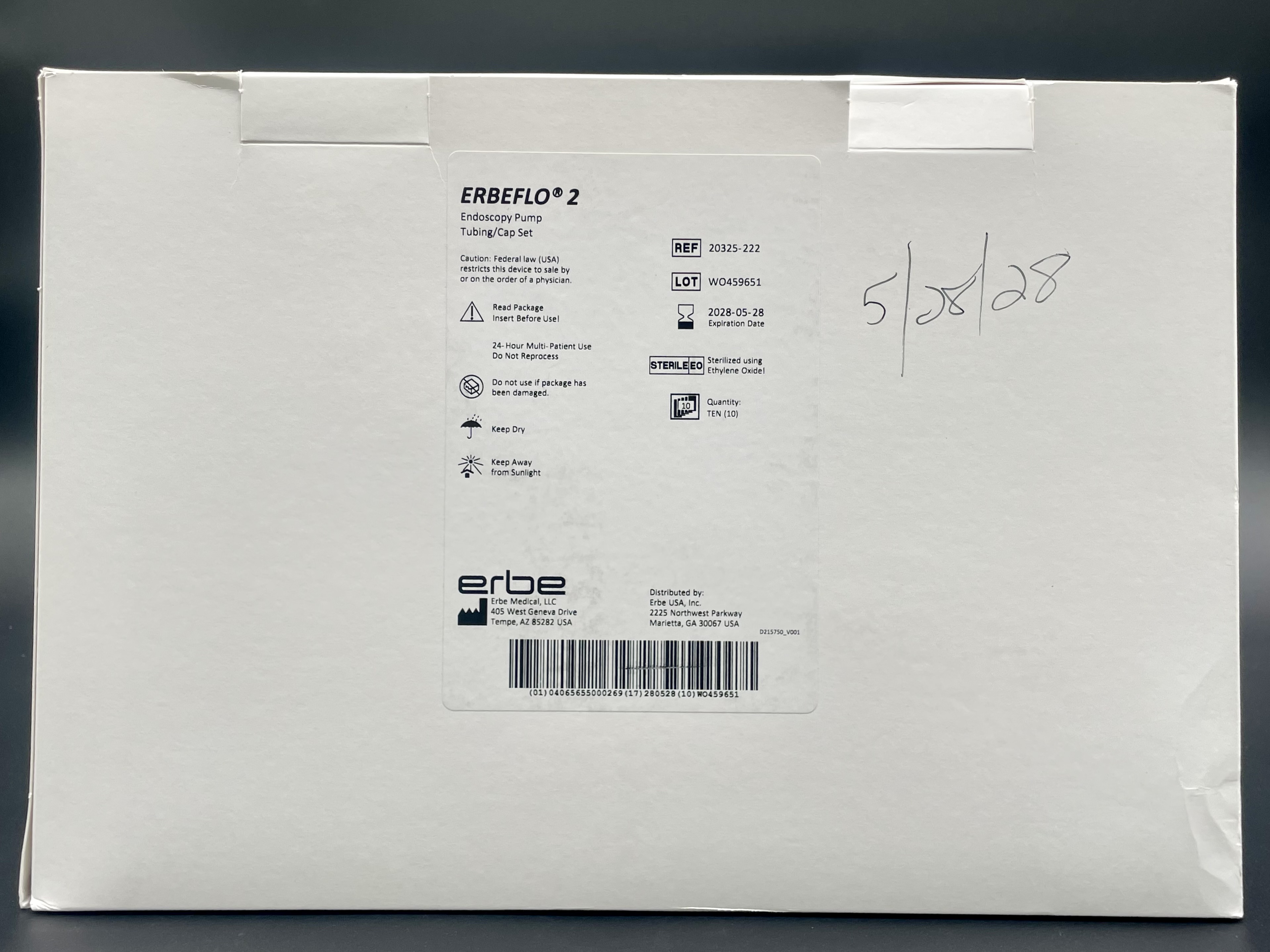 Erbe Medical 20325-222 ERBEFLO 2 Endoscopy Pump Tubing/Cap Set, 10/BX, In-Date