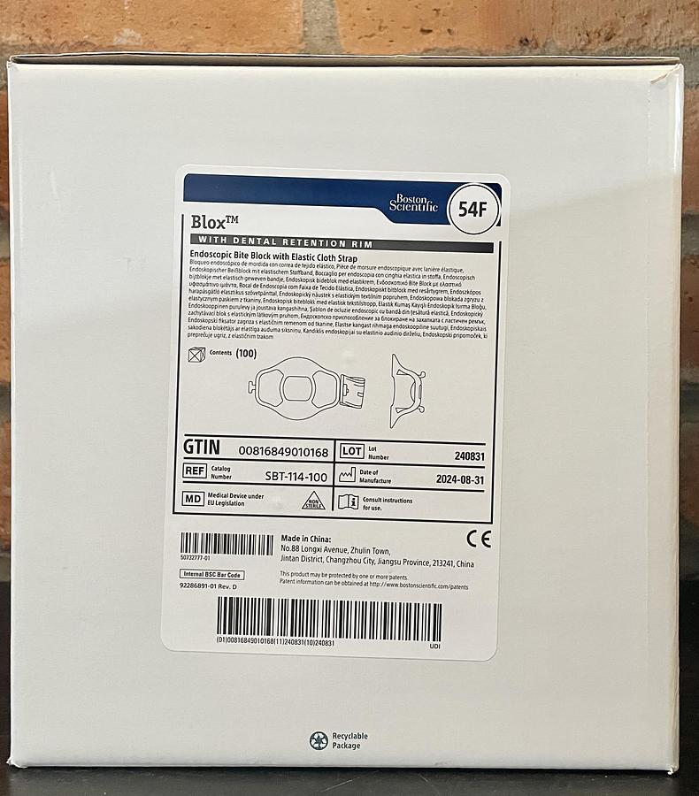 Boston Scientific SBT-114-100 Blox Endoscopic Bite Block with Elastic Strap, 100/BX