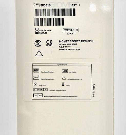 ZIMMER BIOMET: 110004187 Reamer, 9 mm dia., Flexible, Disposable, Latex-Free, Sterile, Single-Use