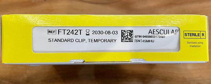 AESCULAP FT242T YASARGIL ANEURYSM CLIP STANDARD CLIP, TEMPORARY, EXP 08/2030