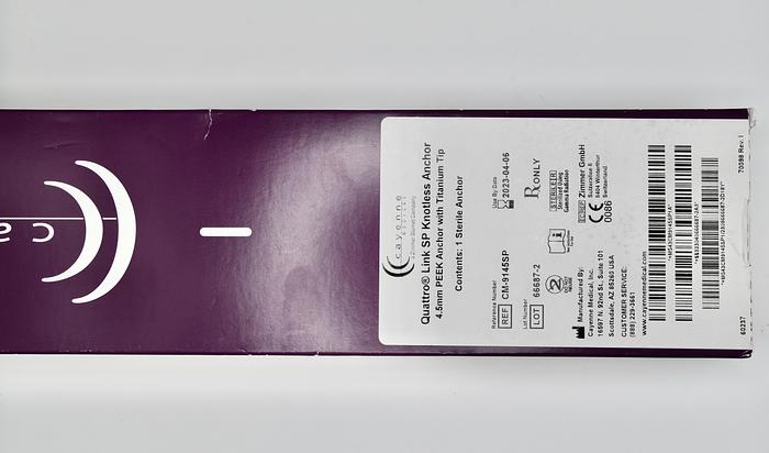 CAYENNE MEDICAL CM-9145SP QUATTRO LINK SP KNOTLESS ANCHOR 4.5MM PEEK ANCHOR WITH TITANIUM TIP