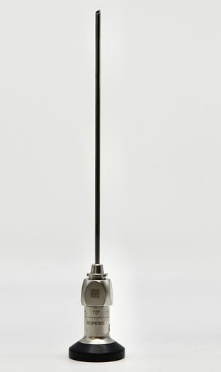 Used KARL STORZ 7220CA ENDOSKOPE WITH 4959ND LIGHT CABLE, 723750B, LIGHT ADAPTERS AND STERILIZATION TRAY 39311AS