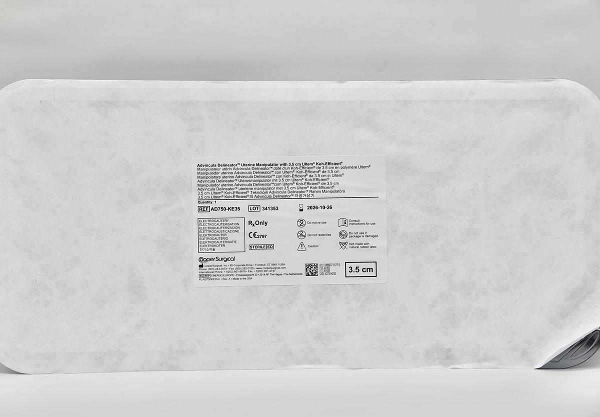 COOPER SURGICAL AD750-KE35; IN-DATE ADVINCULA DELINEATOR UTERINE MANIPULATOR WITH 3.CM ULTEM KOH-EFFICIENT ELECTROCAUTERY