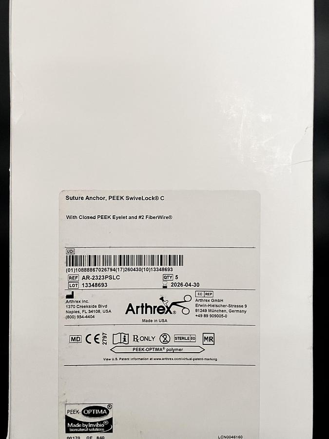 ARTHREX AR-2323PSLC PEEK SwivelLock C Bone Anchor 5.5x19.1mm