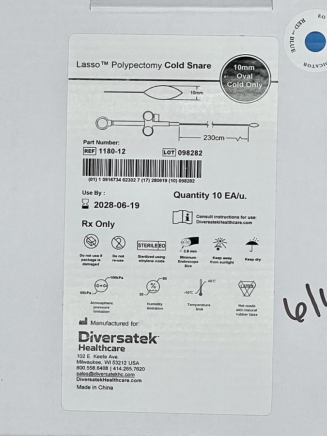DIVERSATEK HEALTHCARE 1180-12 Lasso Polypectomy Snare, 10 Units/Per Box