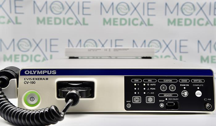 Used Olympus CV-190 EVIS EXERA III Video Processor Endoscopy, MAJ-1430 Pigtail, MAJ-1921 Keyboard with Cables and Accessories