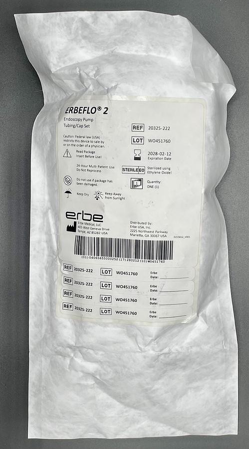 20325-222 ERBEFLO 2 Endoscopy Pump Tubing/Cap Set, In-Date