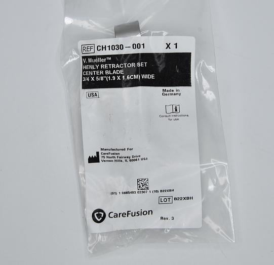 V. MUELLER HENLY RETRACTOR SET CENTER BLADE 3/4 X 5/8"