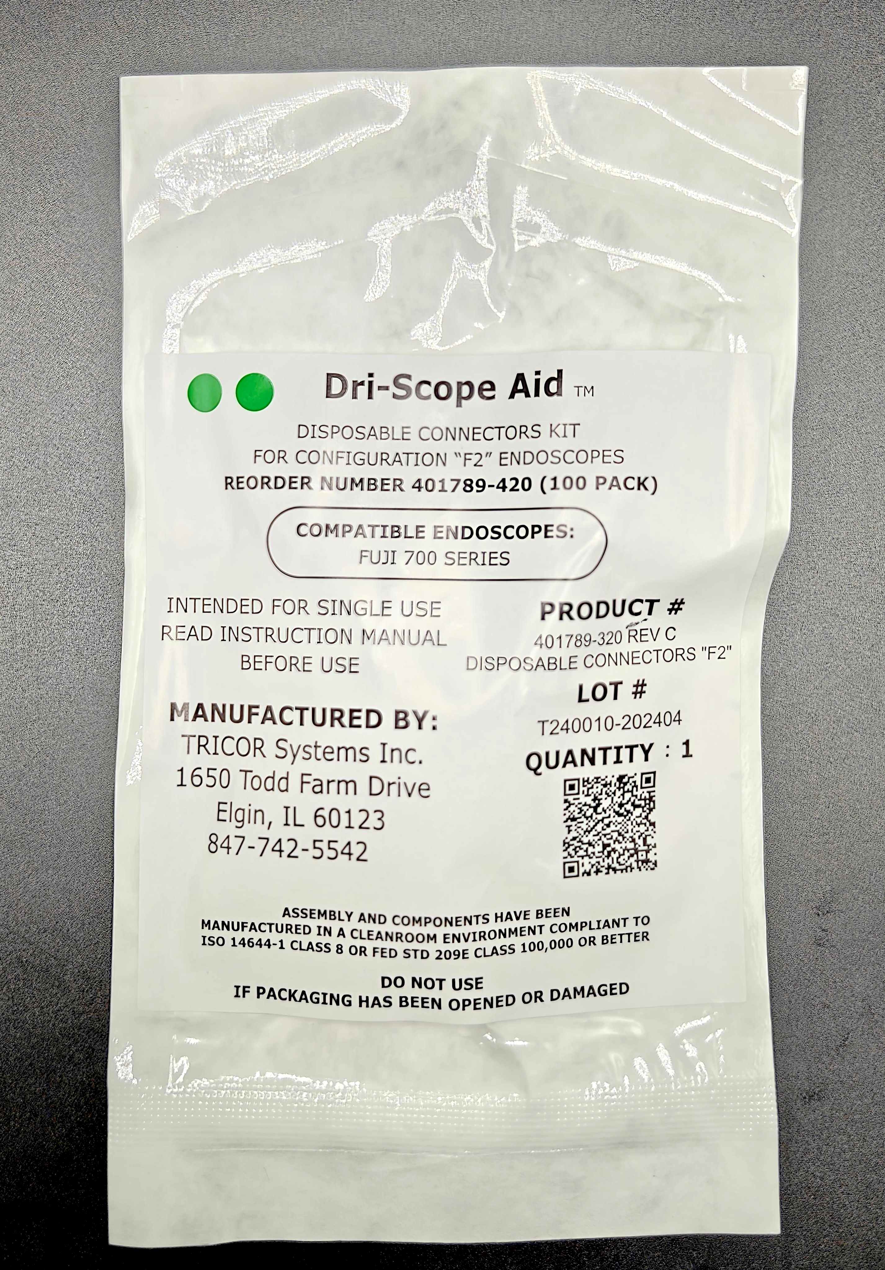 TRICOR SYSTEMS 401789-420 Dri-Scope Aid Connector Kit Type F2 ( PACK OF 190 )