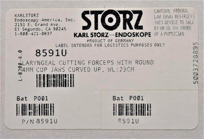 8591U KARL STORZ FORCEPS,LARYNGEAL CUTTING.