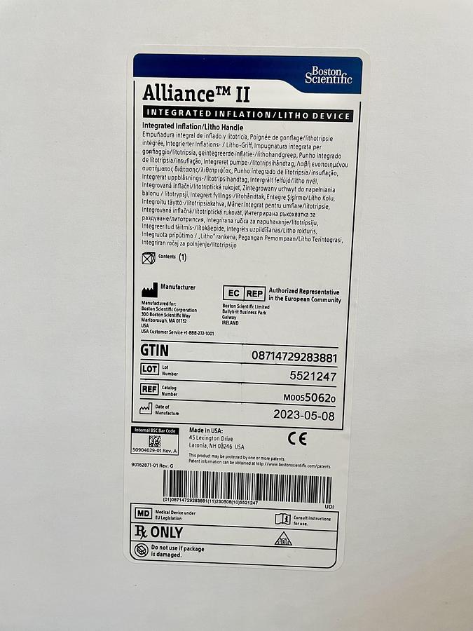 Boston Scientific Alliance II M00550620 Integrated Inflation/Litho Device