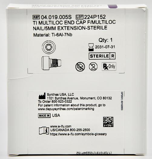DEPUY SYNTHES 04.019.005S TI MULTILOC END CAP F/MULTILOC NAIL / 5MM EXTENSION-STERILE, MATERIAL Ti-6AI-7Nb