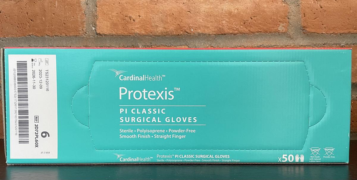 Cardinal Health 2D72PL60X Protexis Pi Classic Surgical Gloves Size 6, 50 Pairs/Box