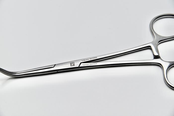 Used V. MULLER MIXTER GALL DUCT FORCEPS FULLY CURVED OVERALL LENGTH 6-1/4" (15.9CM)