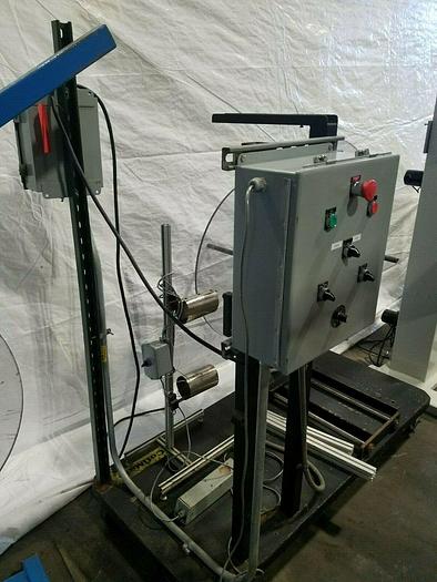 Used CoilMate Motorized Stock Reel Payoff feed with sensors start stop automatic