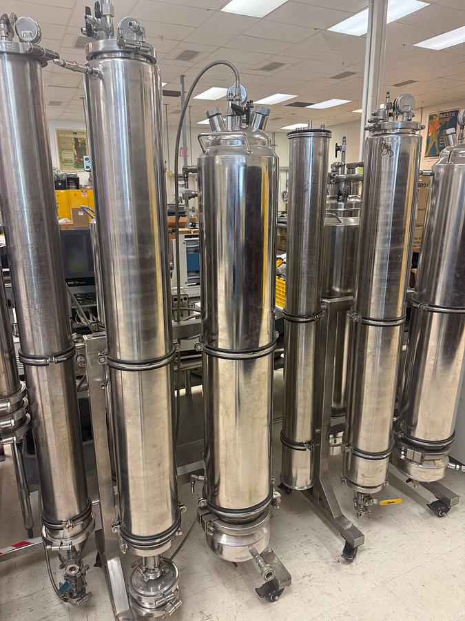 Used Stainless Steel Extraction Columns – Multi-Vessel Solvent-Based Extraction System
